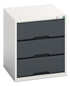 verso drawer cabinet with 3 drawers. WxDxH: 525x550x600mm. RAL 7035/5010 or selected Verso Bench Drawers and Cupboards